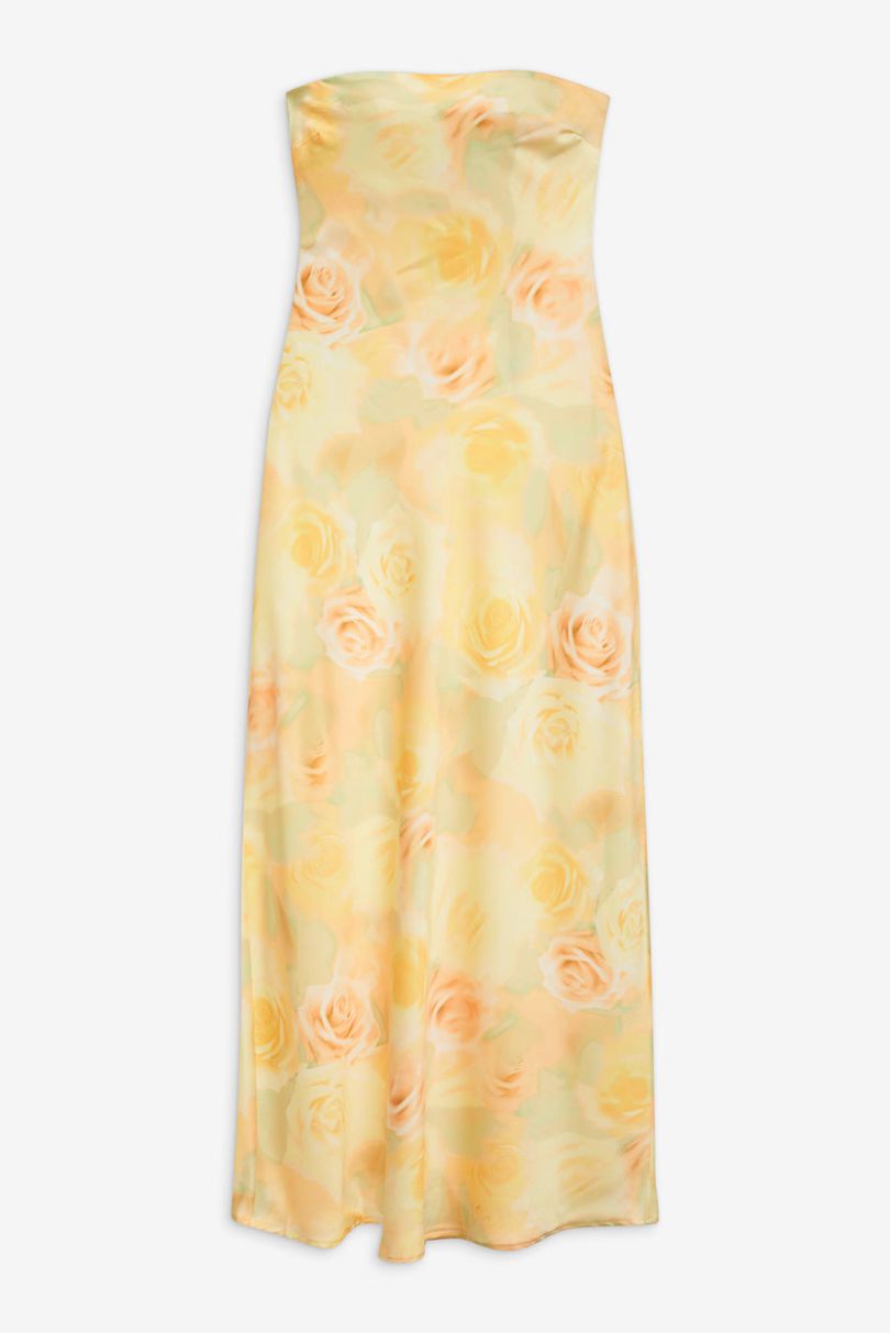 Yellow For Love & Lemons Carla Strapless Maxi Dress | US-BRXO96518