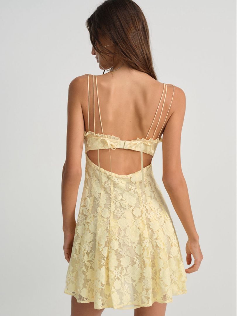 Yellow For Love & Lemons Kate Mini Dress | US-VPBX76349