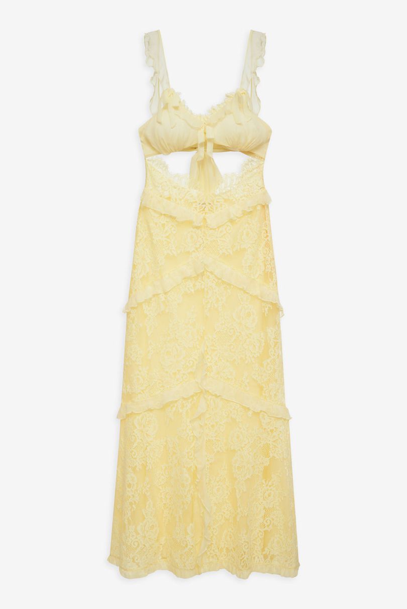 Yellow For Love & Lemons Milena Lace Maxi Dress | US-PIOR93018