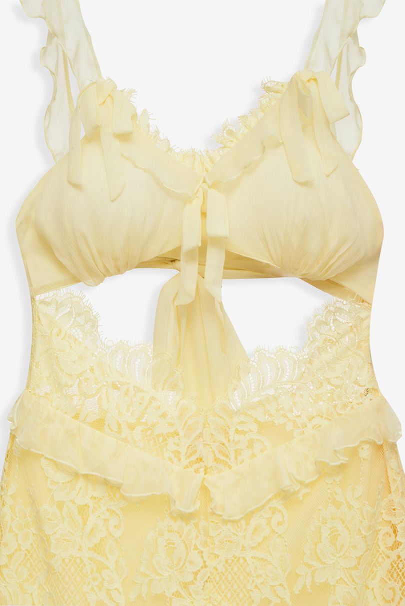 Yellow For Love & Lemons Milena Lace Maxi Dress | US-PIOR93018