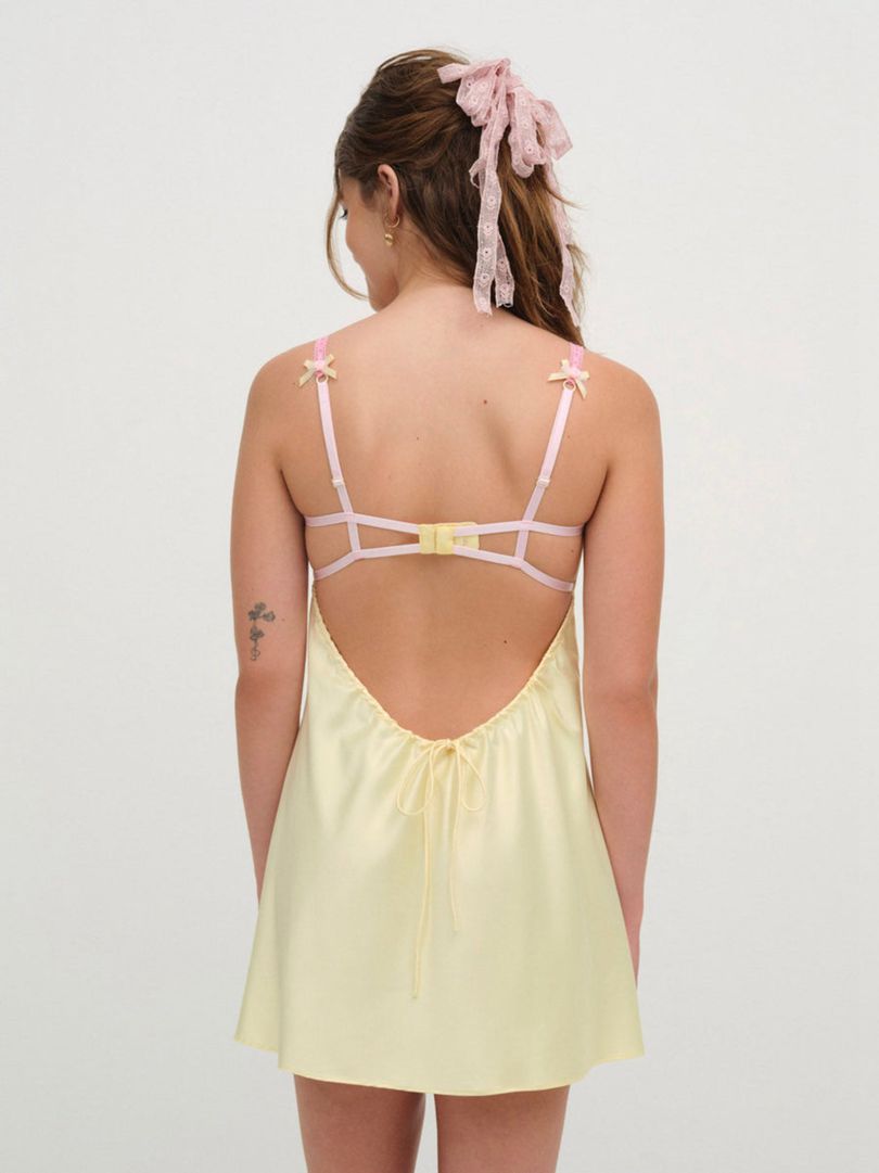 Yellow For Love & Lemons Sunny Bouquet Slip Dress | US-YFJH31407