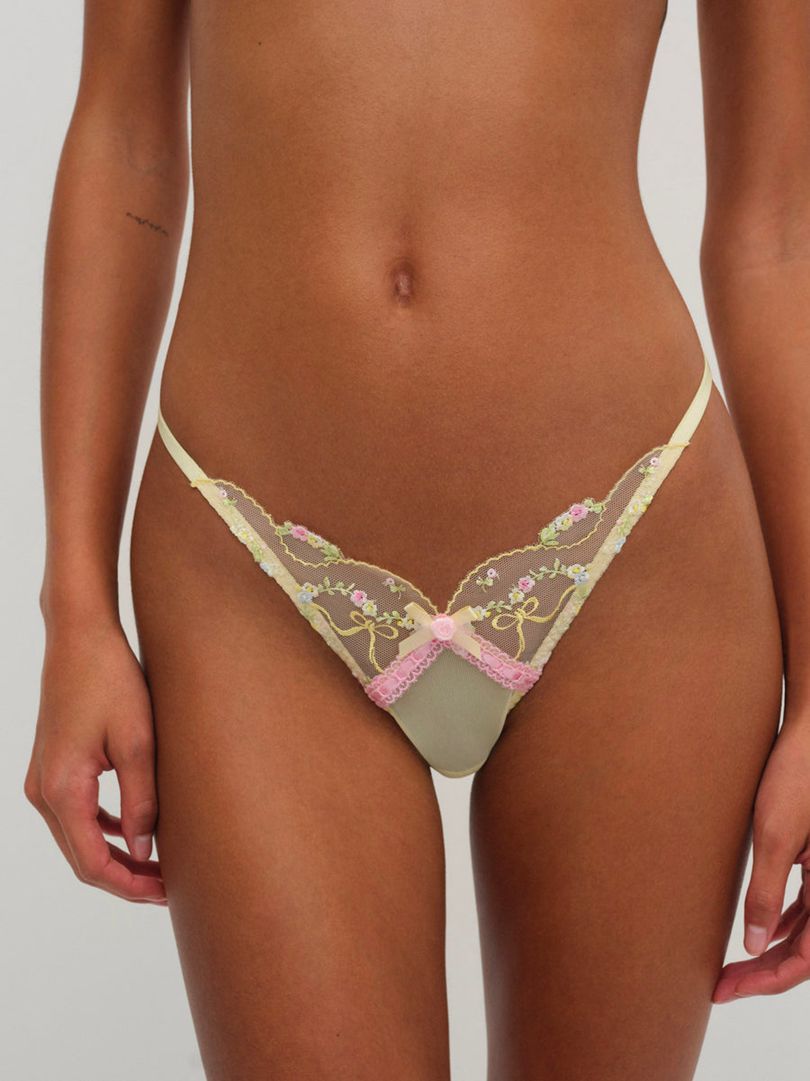 Yellow For Love & Lemons Sunny Bouquet Thong | US-YOAP29704