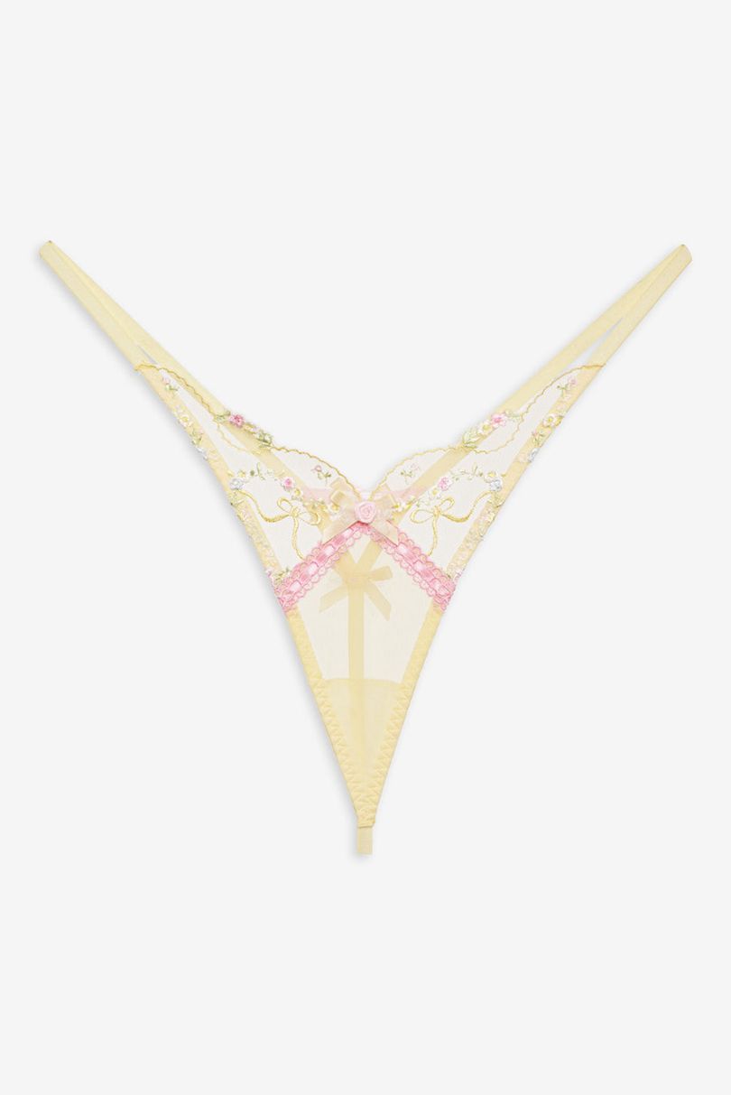 Yellow For Love & Lemons Sunny Bouquet Thong | US-YOAP29704