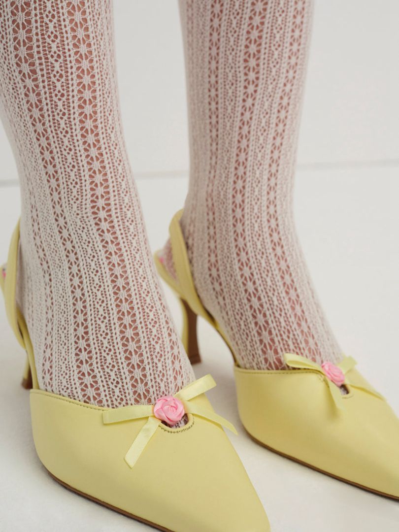 Yellow For Love & Lemons Suzette Heels | US-GEAB43812