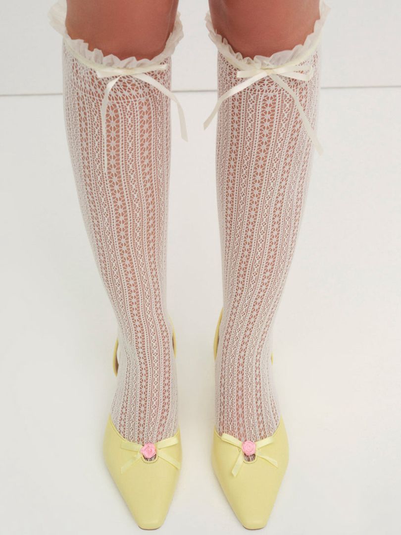 Yellow For Love & Lemons Suzette Heels | US-GEAB43812