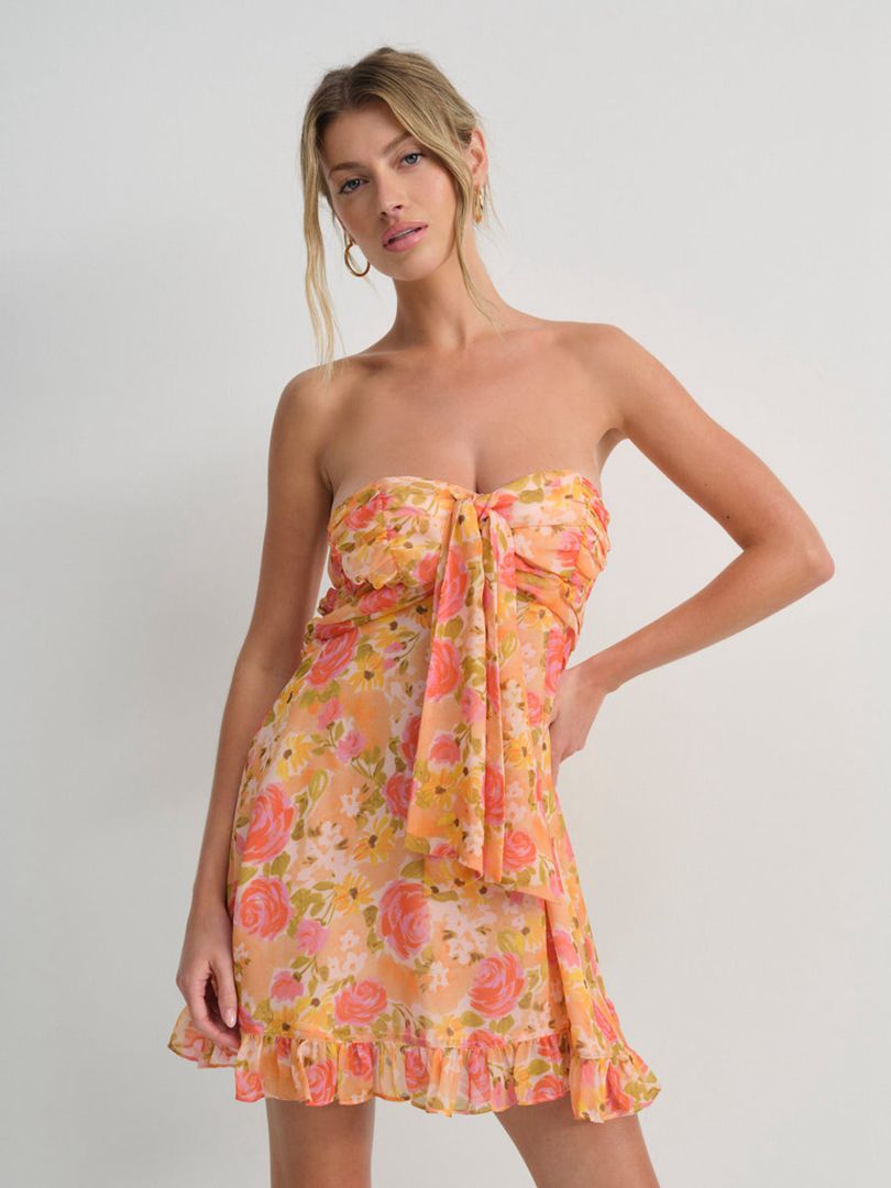 Yellow For Love & Lemons Teagan Mini Dress | US-JMVQ25371