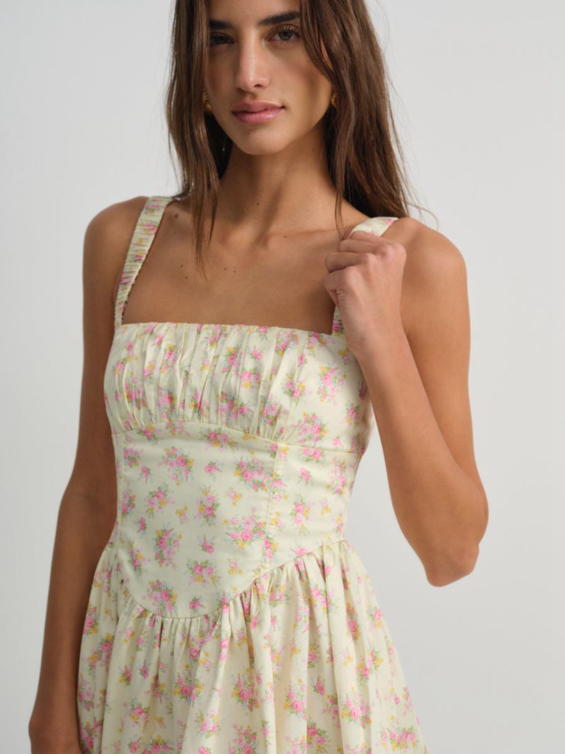 Yellow For Love & Lemons Zofia Mini Dress | US-VSZB83962